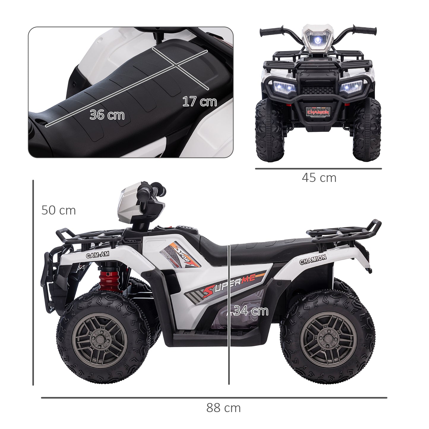 Homcom 12V Kids Quad Bike with Forward Reverse Functions