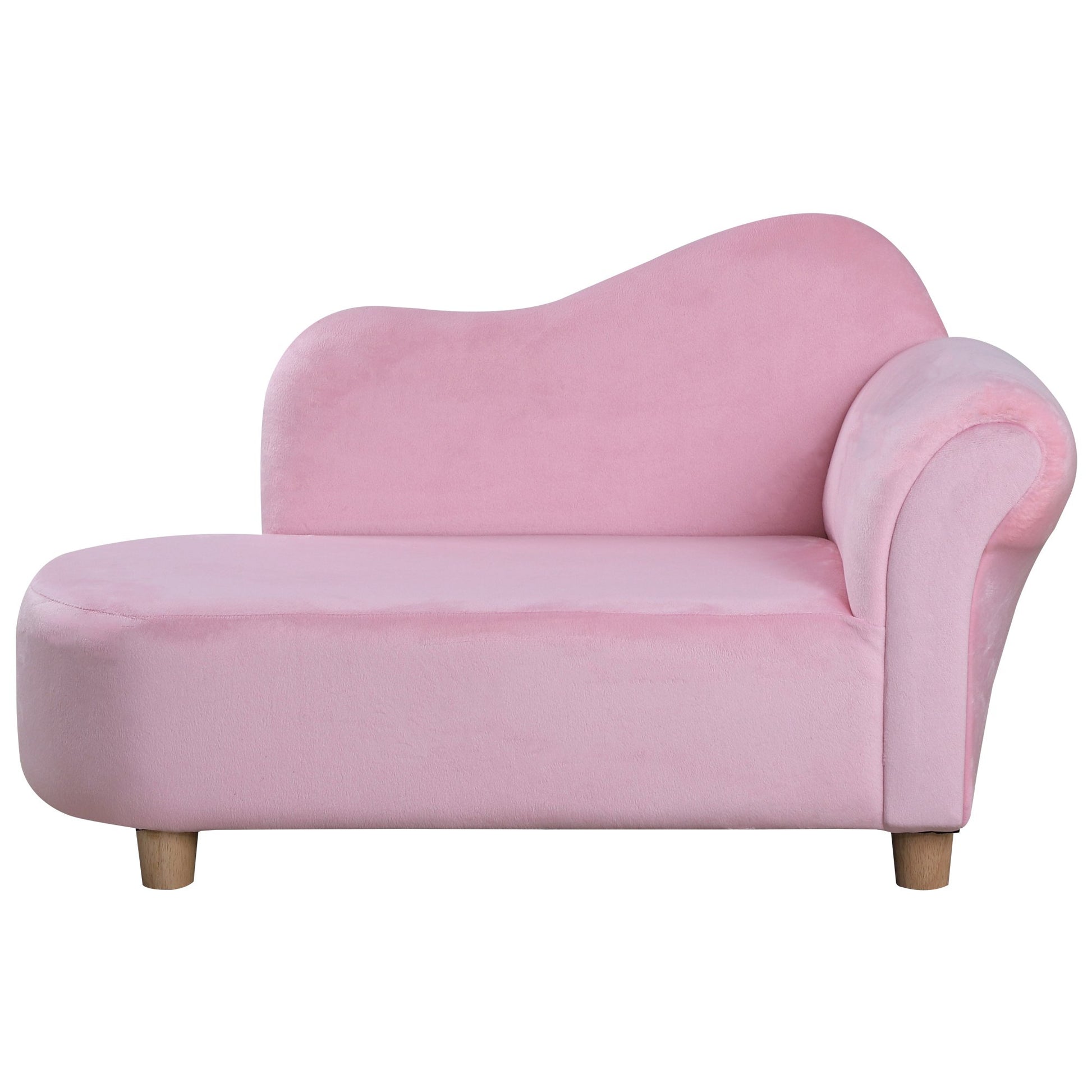 Homcom Kids Velvet-Like Chaise Lounge  Pink