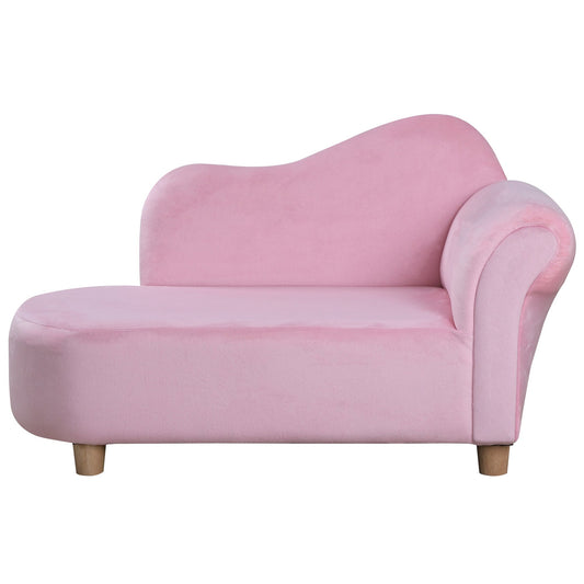 Homcom Kids Velvet-Like Chaise Lounge  Pink