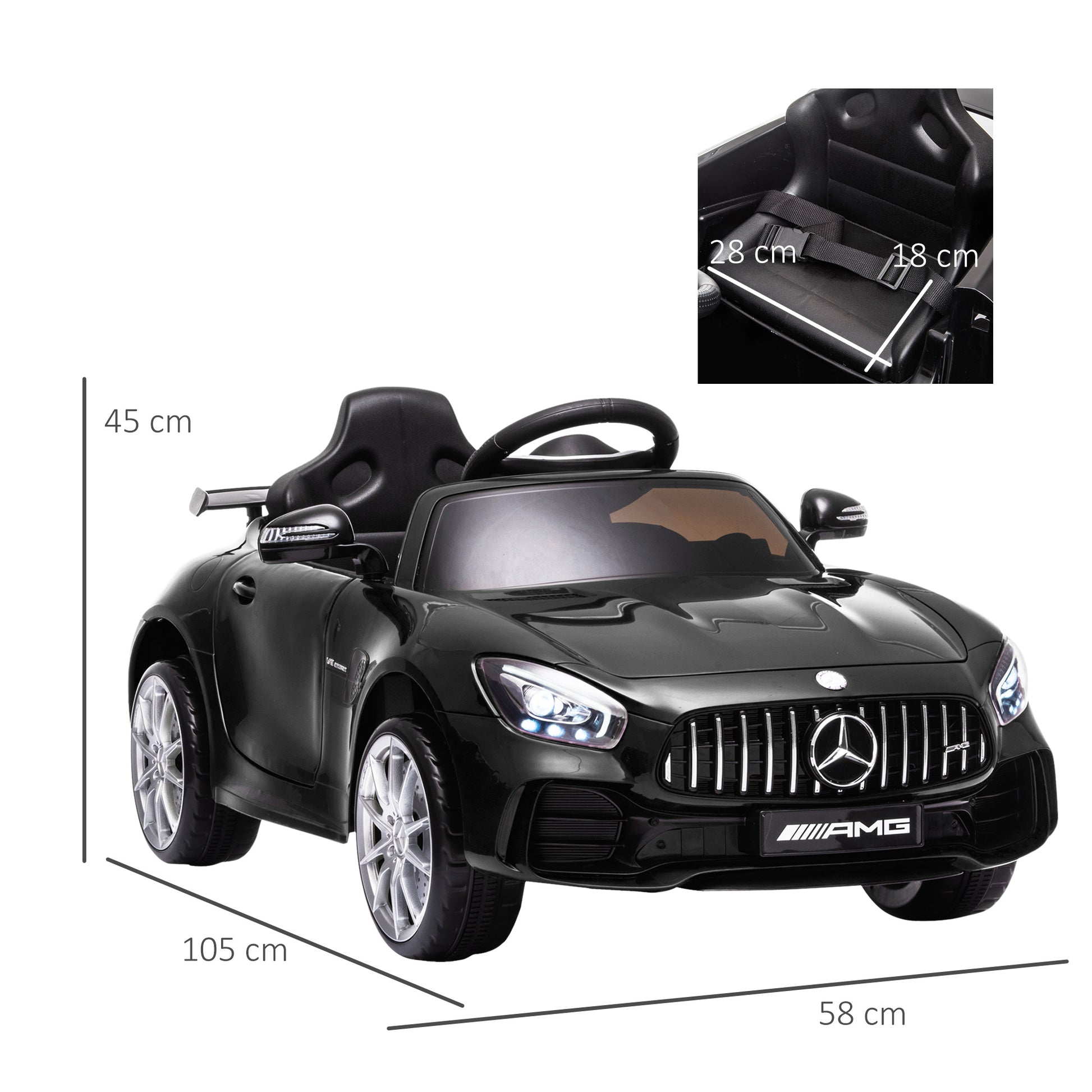 Homcom Benz GTR 12V Kids Electric Car Ride On Toy w/ Remote Control MP3