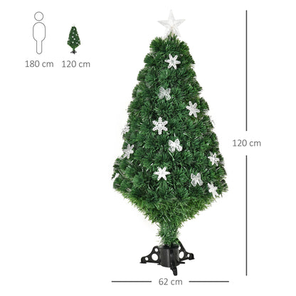 Homcom 4FT Prelit Artificial Christmas Tree Fiber Optic LED Light Holiday Home Xmas Decoration Tree with Foldable Feet