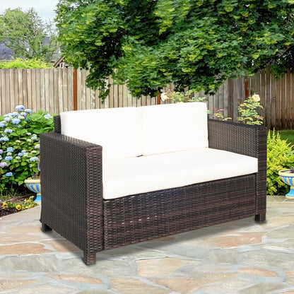 Outsunny Two-Seater Rattan Sofa - Brown