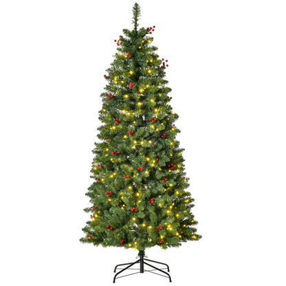 Homcom 5FT Prelit Artificial Pencil Christmas Tree with Warm White LED Light