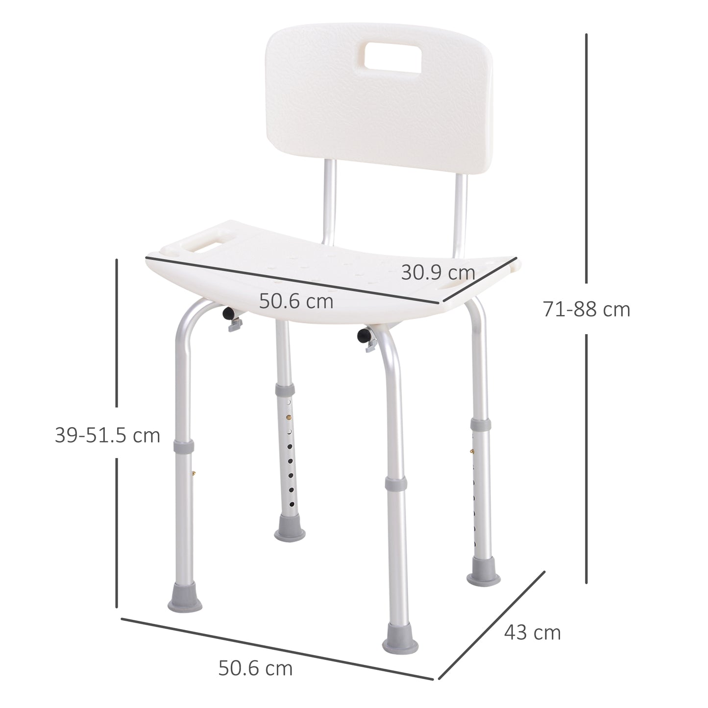 Homcom Bath Chair Shower Stool Safety Seat Bathroom Adjustable Positions Elderly Aids