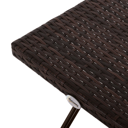 Outsunny Square PE Wicker Rattan Folding Table - Brown