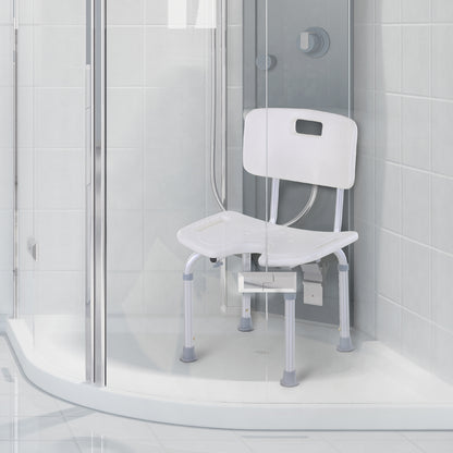 Homcom Aluminium Alloy Adjustable Shower Stool - White