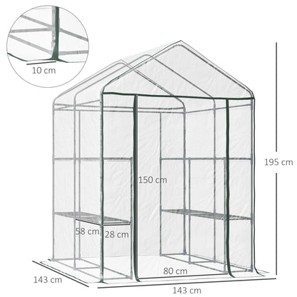 Outsunny Metal Frame Walk in Grow Herb Plant Portable Greenhouse Transparent 143 L x 143W x 195H cm