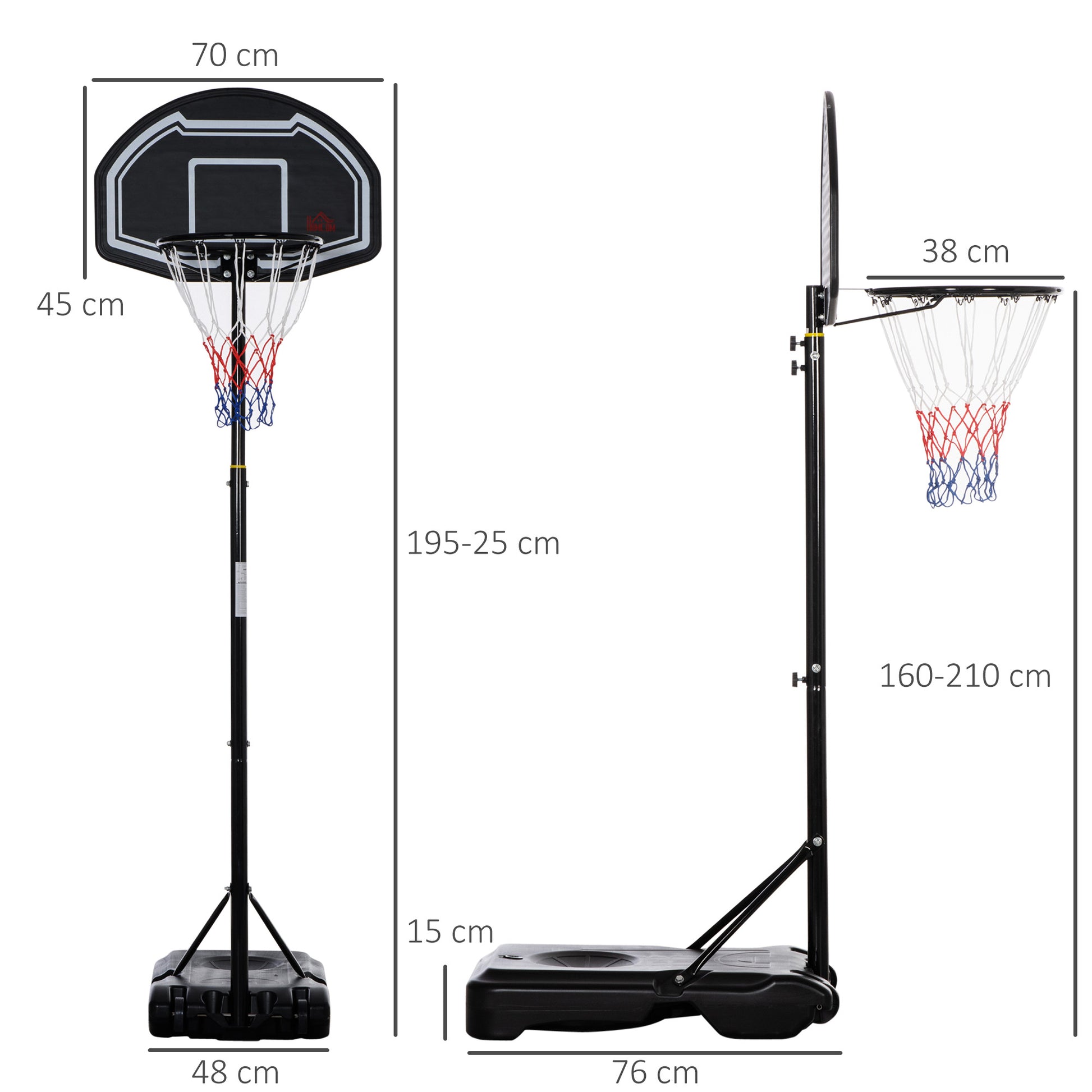 Homcom Adjustable Basketball Hoop and Stand