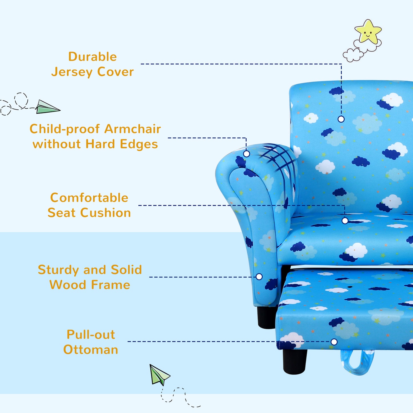 Homcom Kids Star and Cloud Armchair