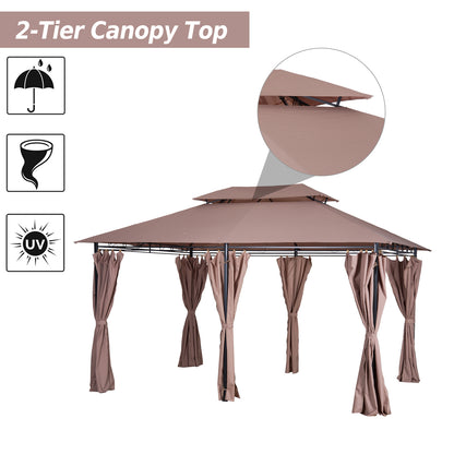 Outsunny 4m x 3(m) Metal Gazebo Canopy Party Tent Garden Pavillion Patio Shelter Pavilion with Curtains Sidewalls