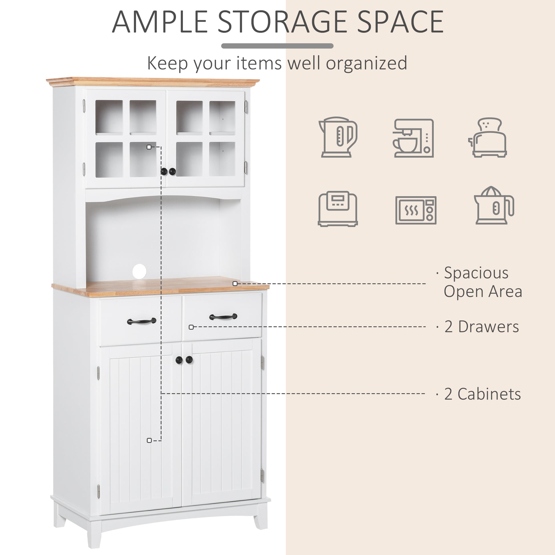 Homcom Freestanding Kitchen Cupboard