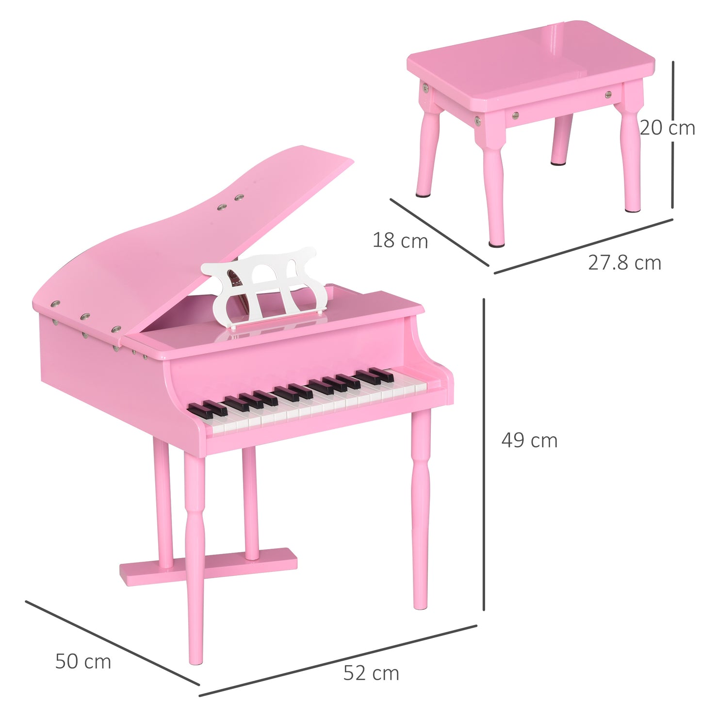 Homcom 30 Keys Mini Kids Piano For Child With Music Stand And Bench Best Gifts Toy