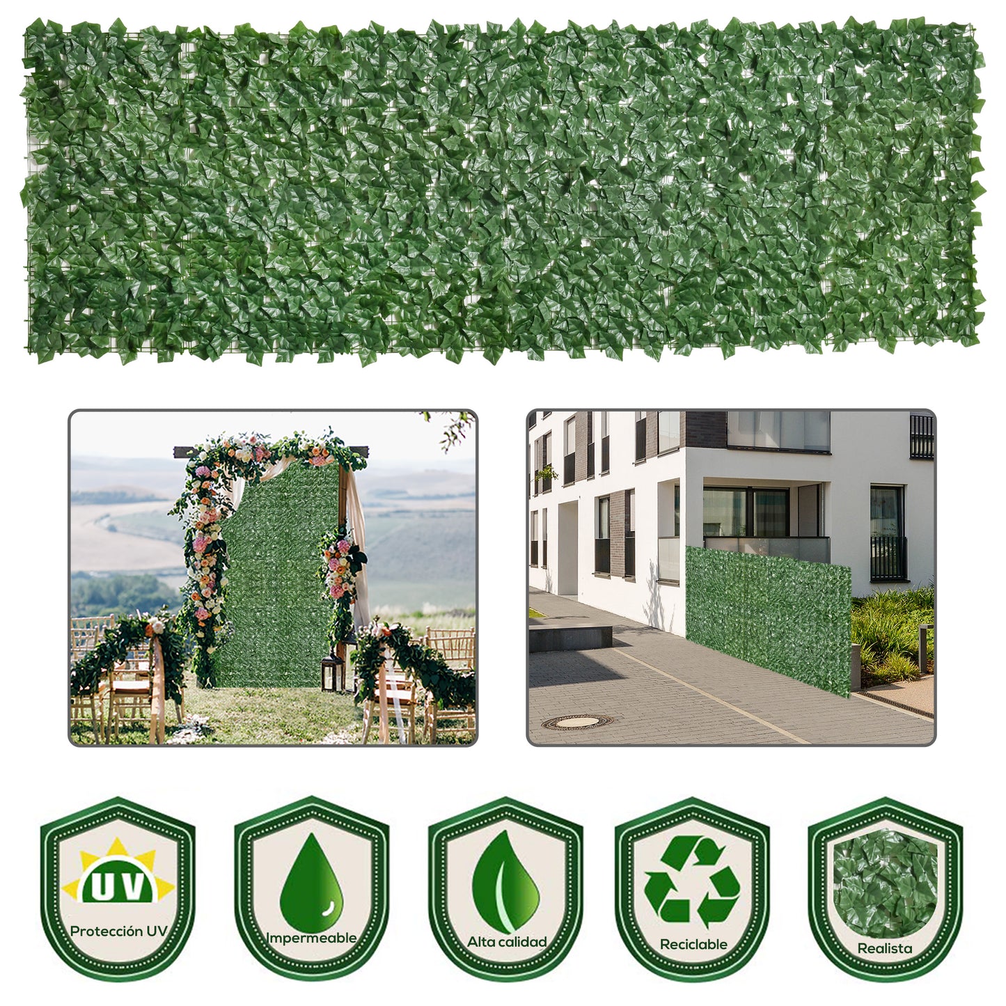 Outsunny Artificial Leaf Fence Panel for Garden Outdoor Indoor Decor