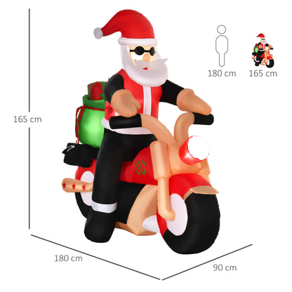 Homcom 5.5ft Christmas Inflatable Santa Claus Riding a Motorcycle Blow Up Decoration Xmas Décor for Garden