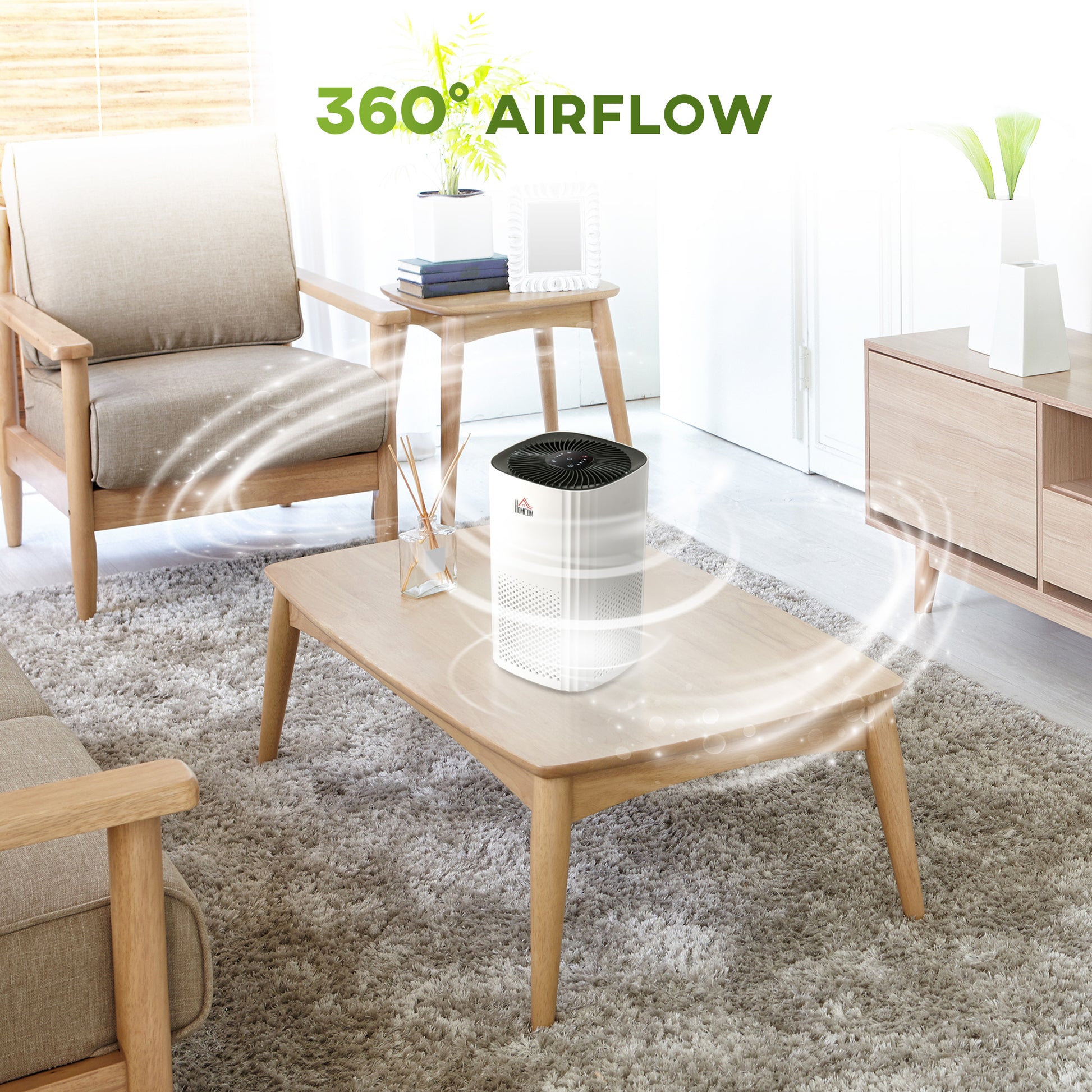 Homcom Air Purifiers for Bedroom with 3-Stage Carbon HEPA Filtration System