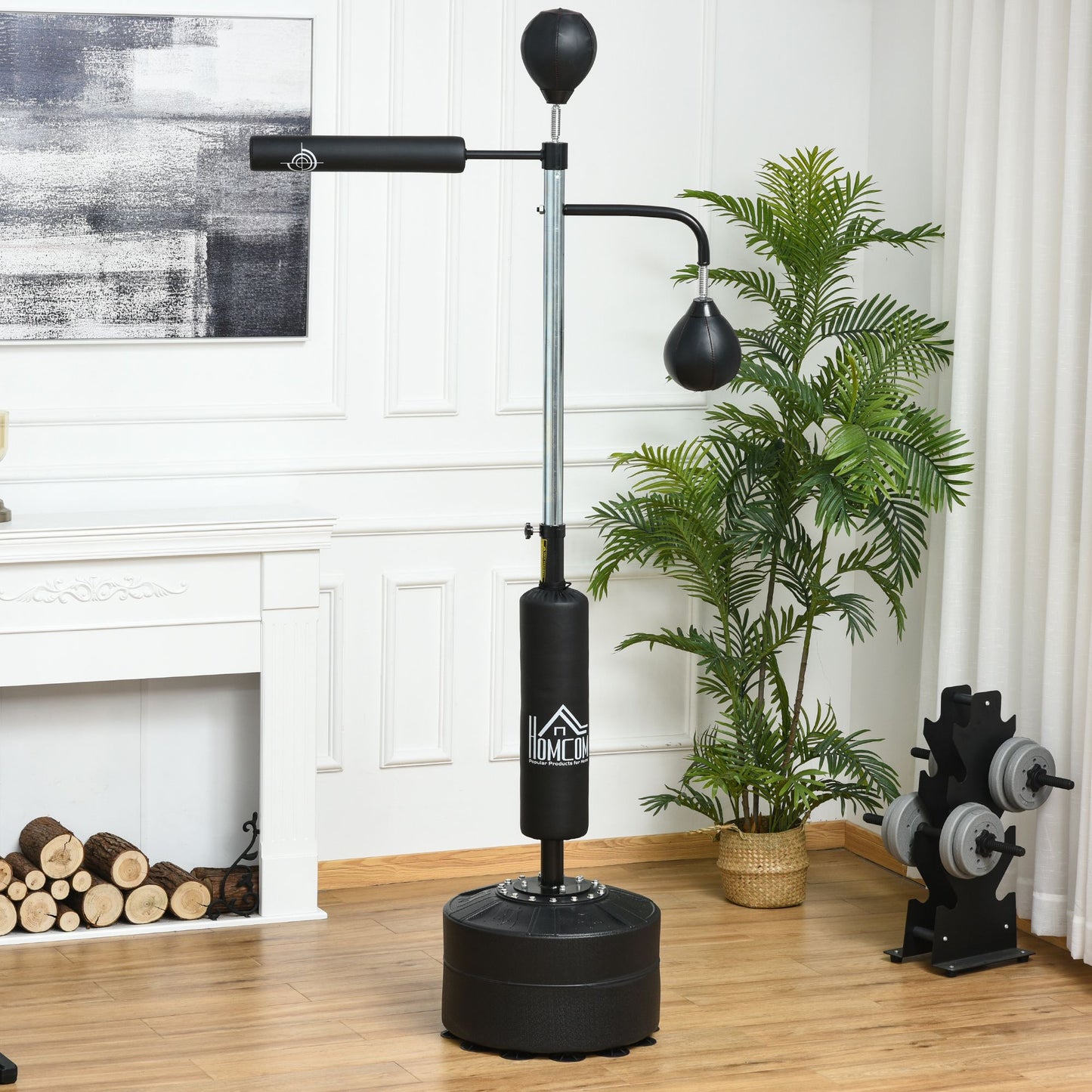 Homcom 3-in-1 Freestanding Boxing Punching Bag Stand with 2 Speed Balls