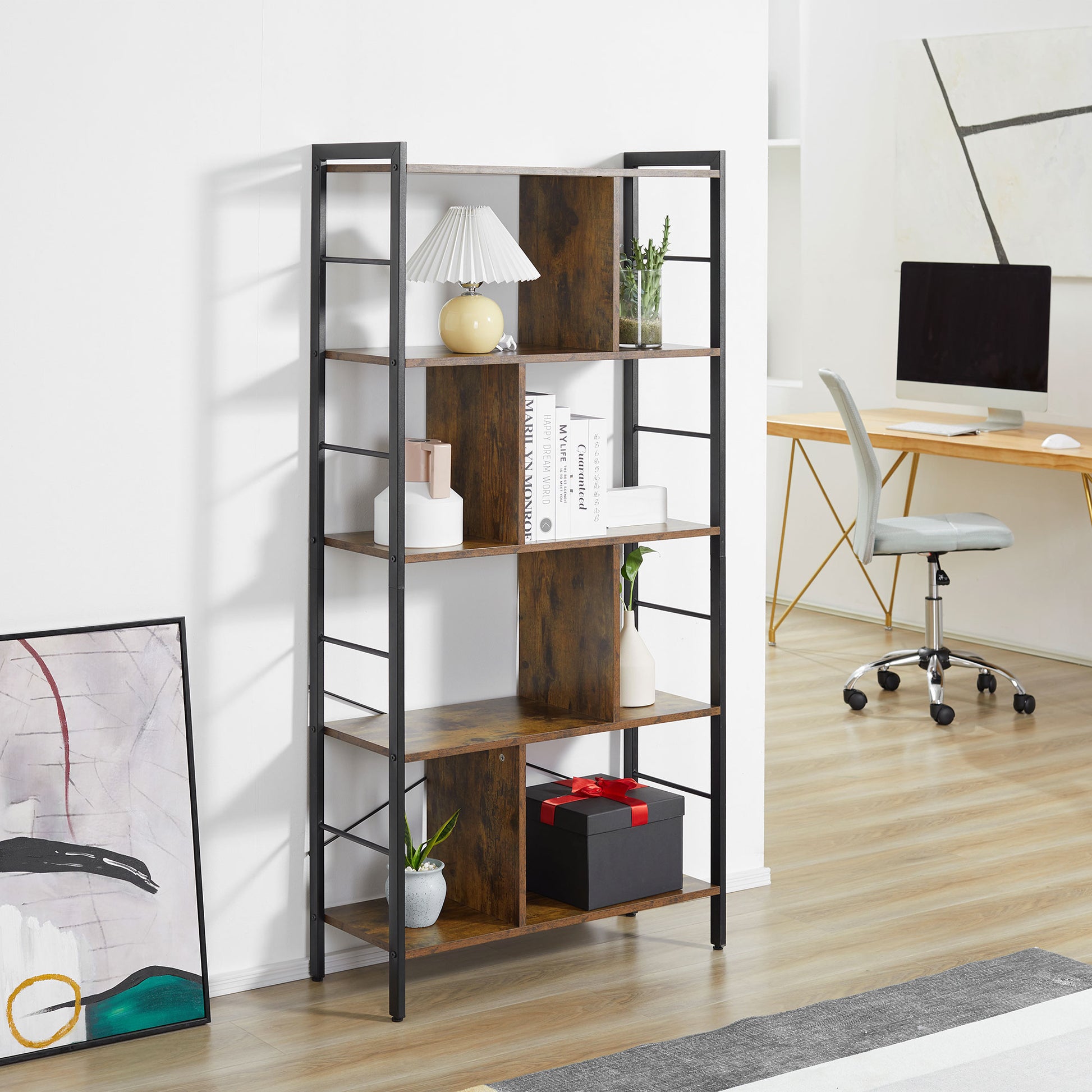 Homcom Industrial-Style Four-Tier Shelving Unit