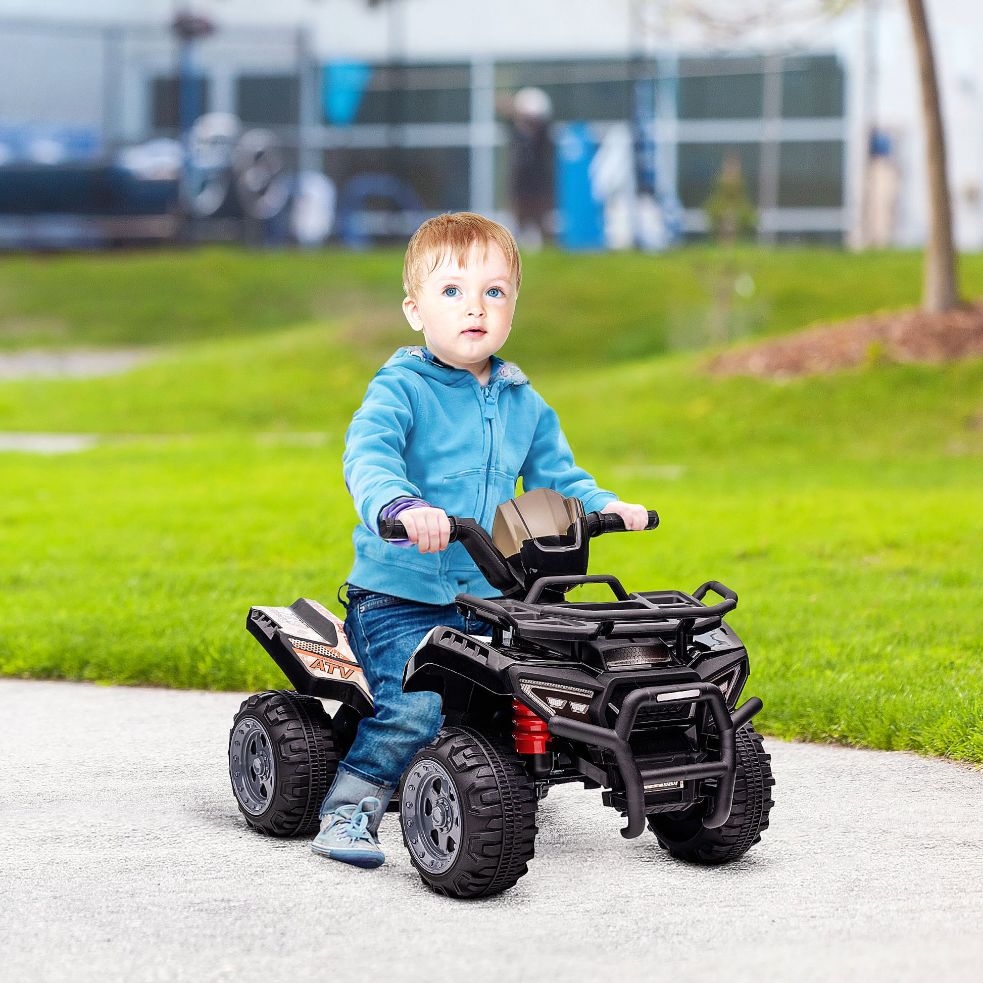 Homcom Kids Ride-on Four Wheeler ATV Car with Real Working Headlights for 18-36M