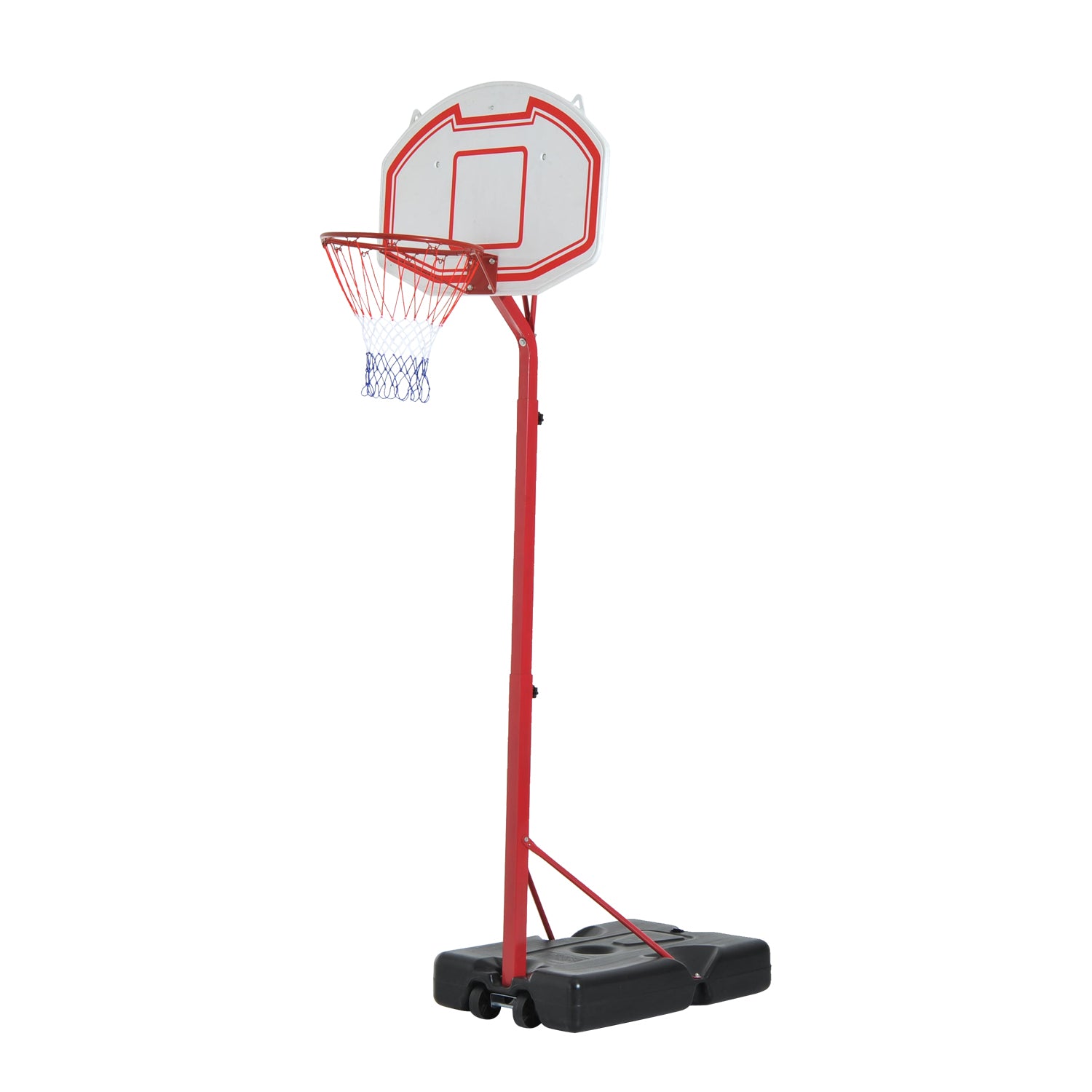 Homcom Basketball Stand Net Hoop Backboard Portable 260-310cm Height Adjustable with Wheels for Kids Adults Sports Fun