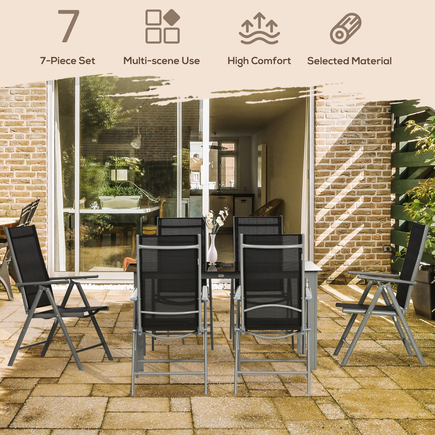 Outsunny 7 Piece Garden Dining Set