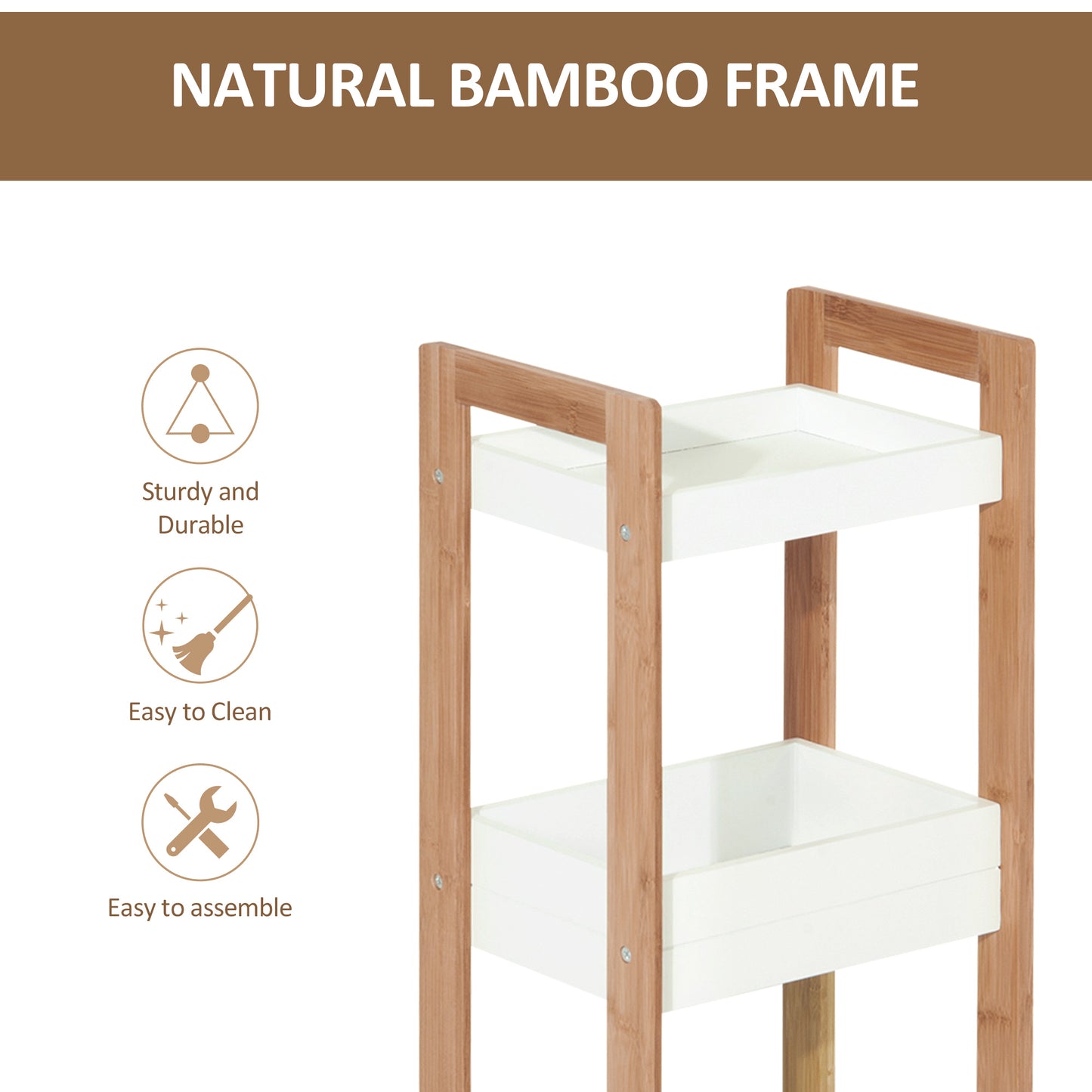 Homcom Three-Tier Bamboo Bathroom Rack