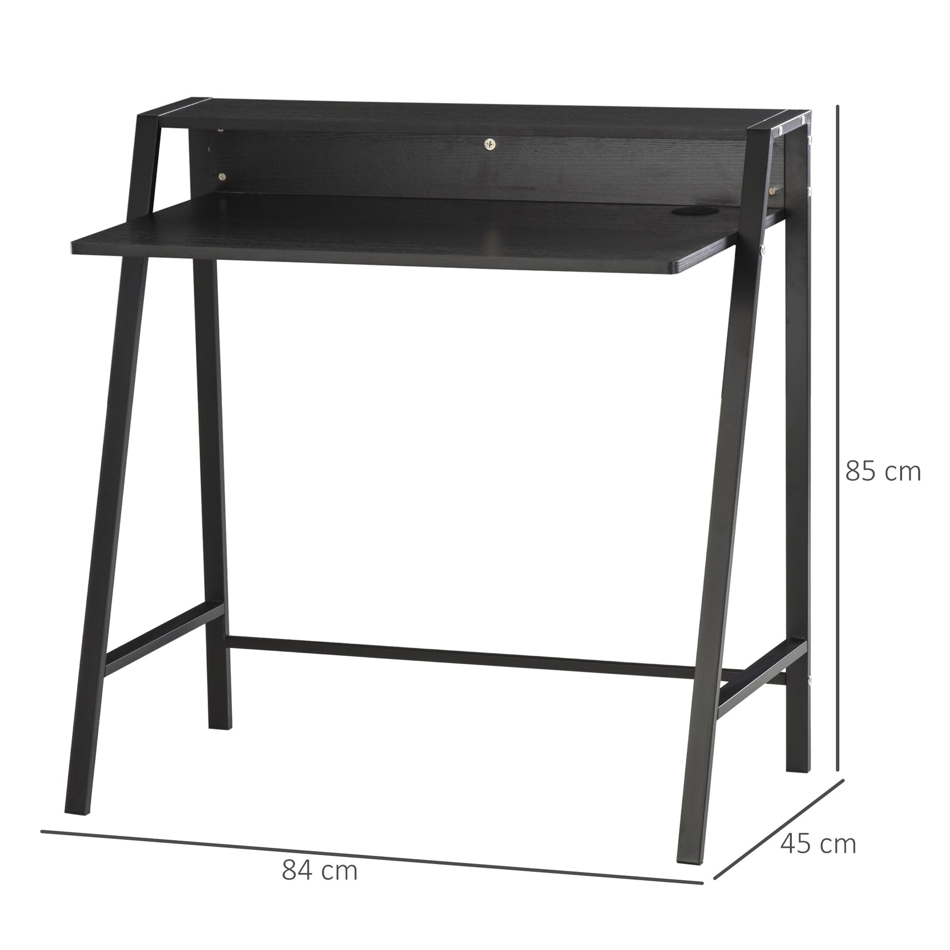 Homcom Writing Desk Computer Table Home Office PC Laptop Workstation Storage Shelf Black