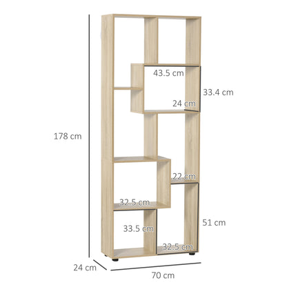 Homcom Eight-Section Tall Shelving Unit - Oak Effect