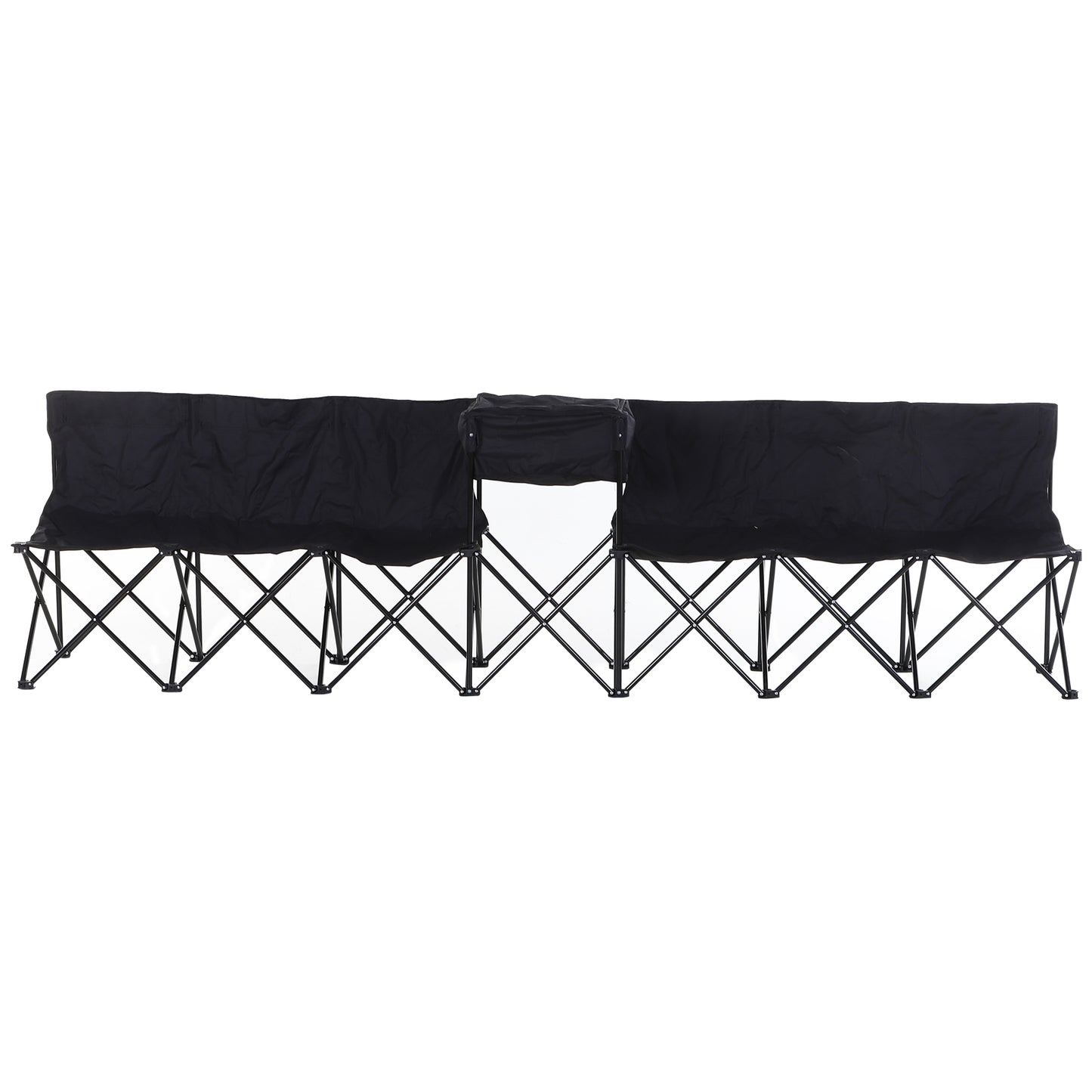 Outsunny 6-Seater Folding Steel Camping Bench With Cooler Bag Black