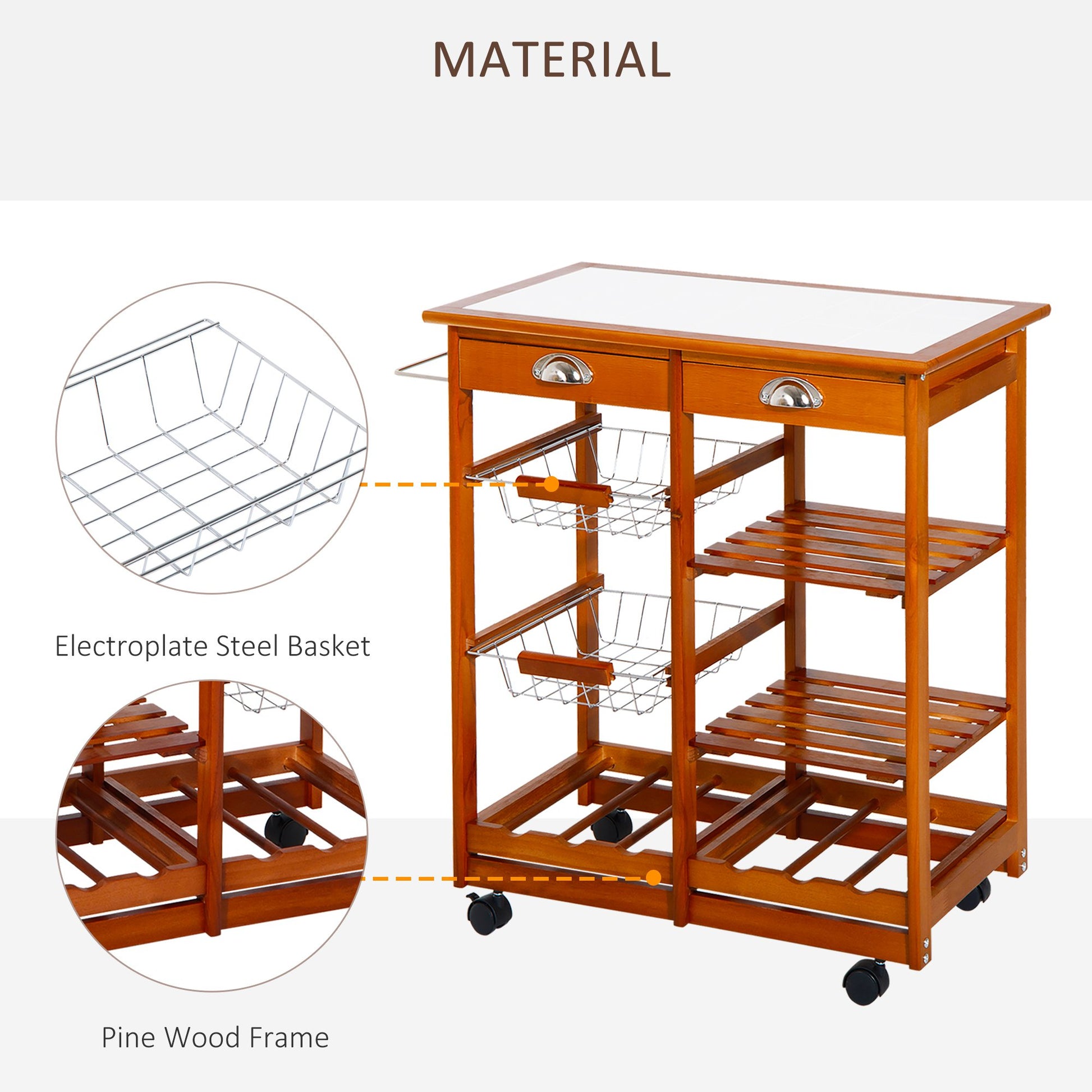 Homcom Rolling Kitchen Cart