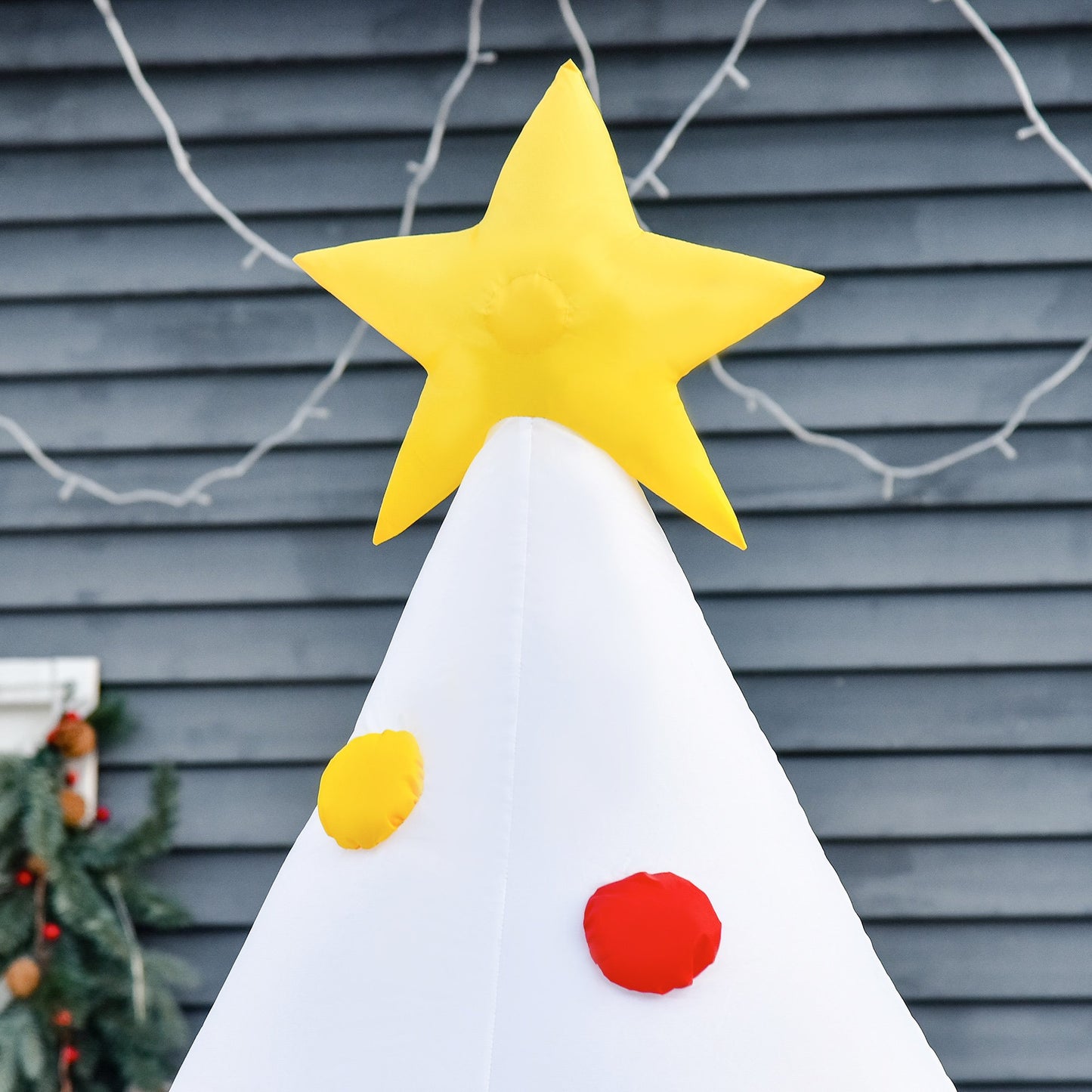 Homcom 6FT Christmas Inflatable Tree LED Lighted for Home Indoor Outdoor Decoration White