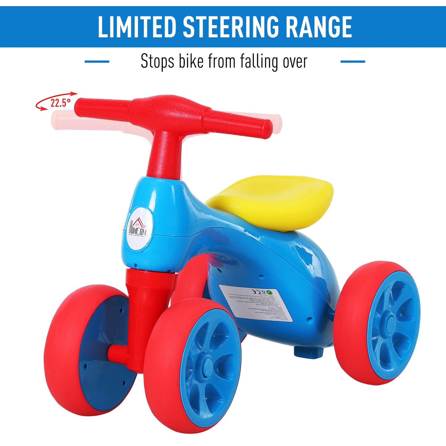 Homcom Toddler Training Walker Balance Ride-On Toy With Rubber Wheels Blue