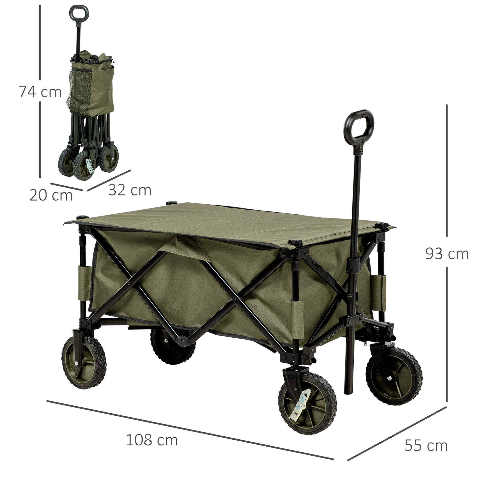 Outsunny Folding Garden Trolley on Wheels