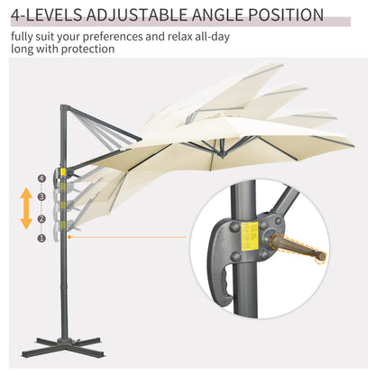 Outsunny 3 x 3(m) Cantilever Parasol with Cross Base