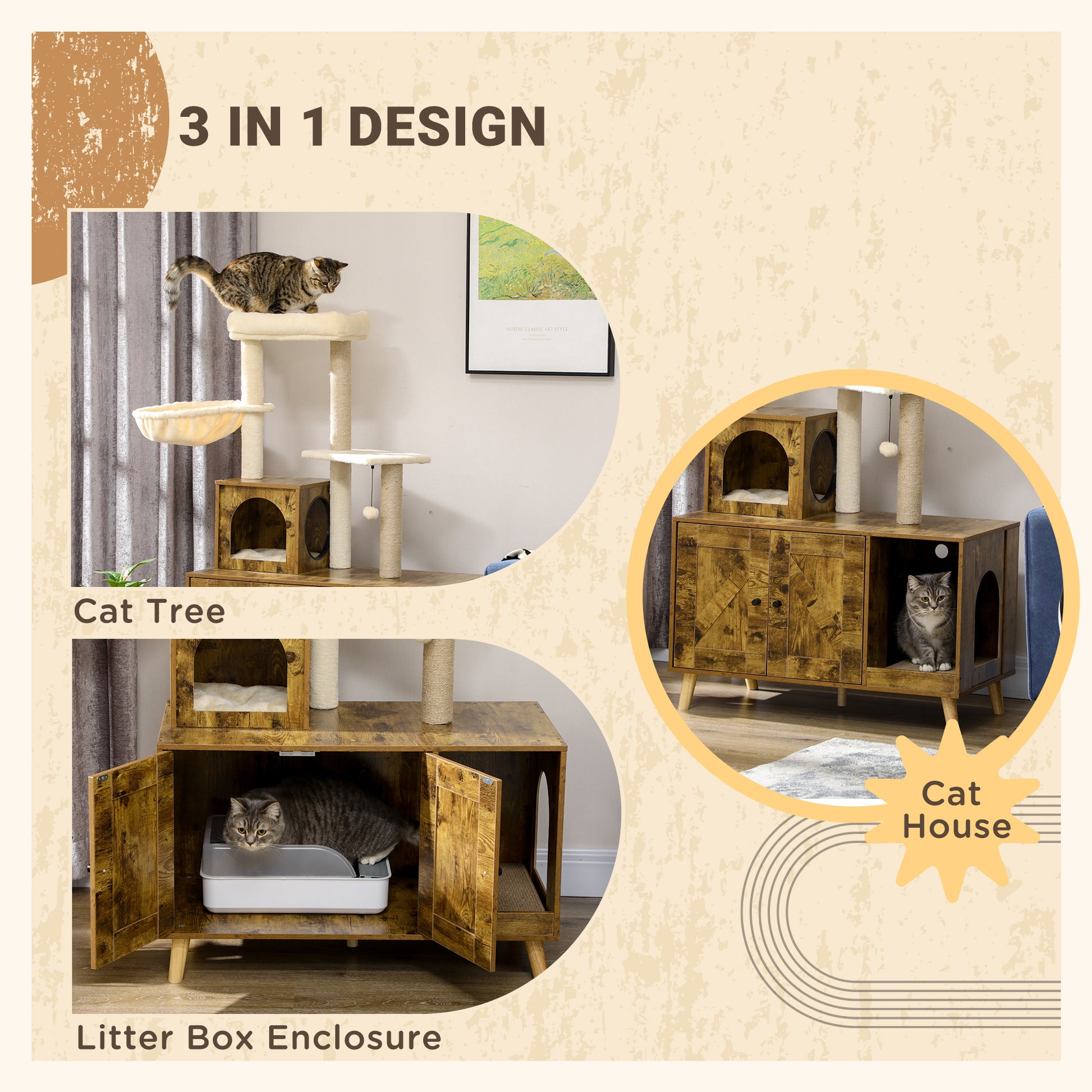 PawHut Cat Litter Box Enclosure