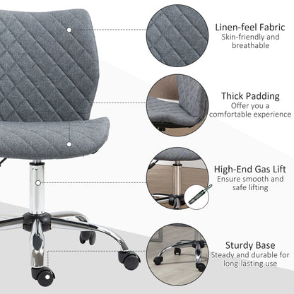 Vinsetto Mid Back Office Task Chair 360° Swivel Height Adjustable Home Office Linen Fabric Grey