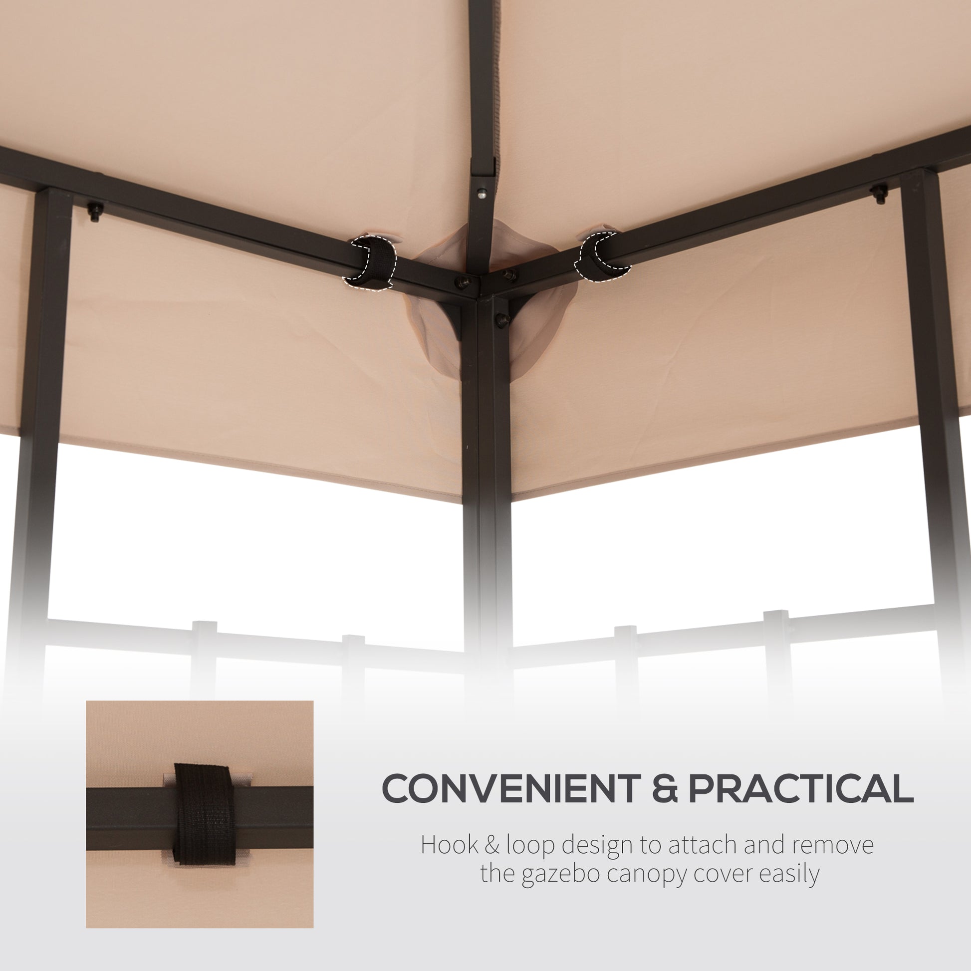 Outsunny 3(m) Gazebo Top Cover Double Tier Canopy Replacement Pavilion Roof Deep Beige