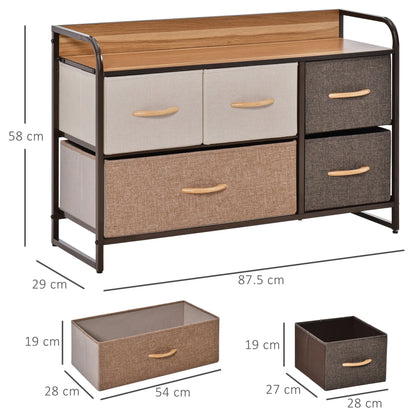 Homcom Drawers Storage Tower Dresser with Wood Top