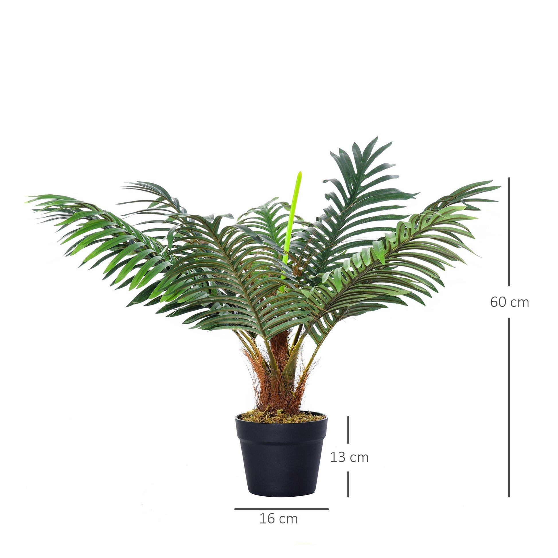 Outsunny Artificial Palm Plant Realistic Fake Tree Potted Home Office Décor 60cm