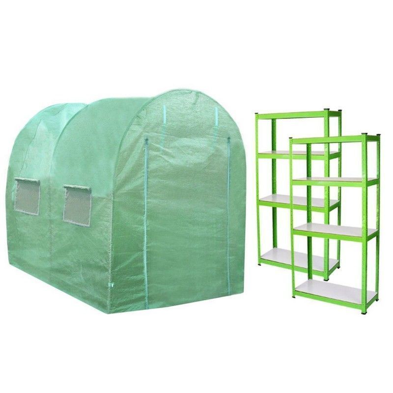 Raven Flourish 6' 6 x 9' 10 Curved Polytunnel & Racking Set - Classic Polyethylene