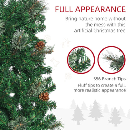 Homcom 6.5FT Tall Pencil Slim Artificial Christmas Tree with Realistic Branches