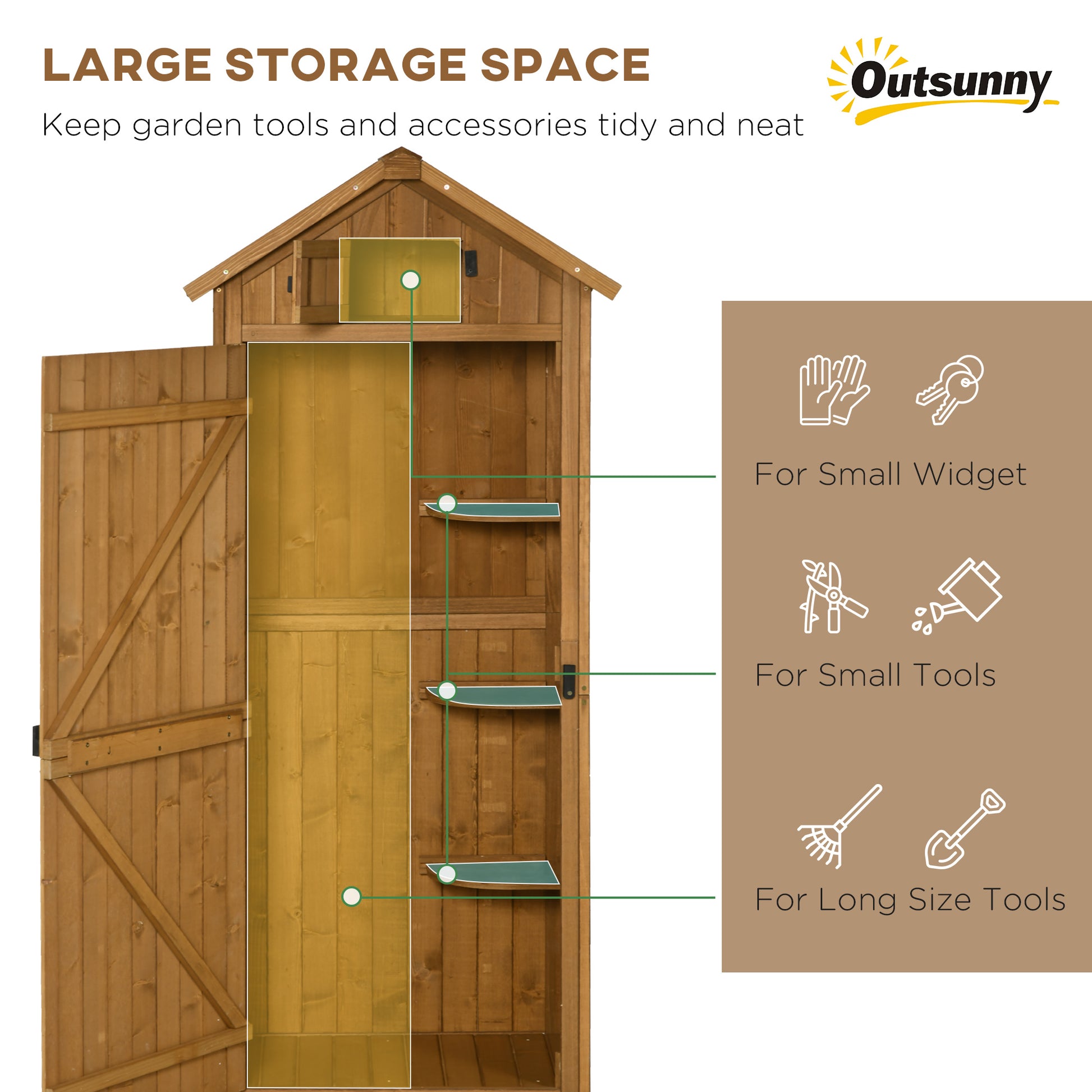 Rustica 179cm Single Door Reverse Apex Garden Store Fir Wood Teak by Steadfast