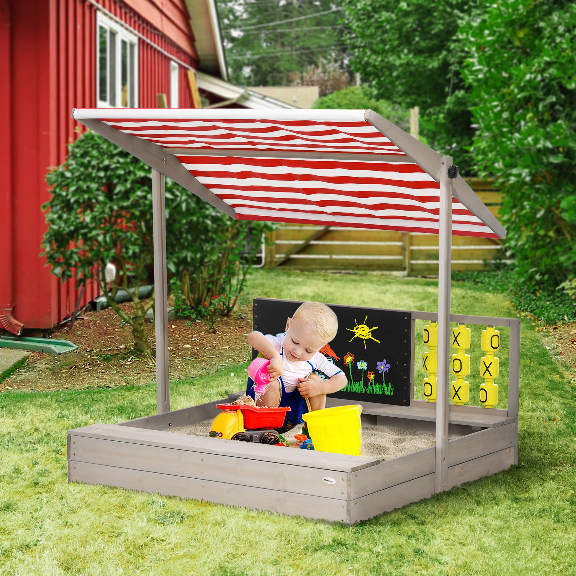 Outsunny Kids Wooden Sandpit