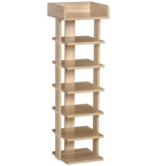 7 Tier Shoe Rack Organizer Storage Shelf Wooden Display Cabinet for Entryway Living Room Bedroom Oak-0