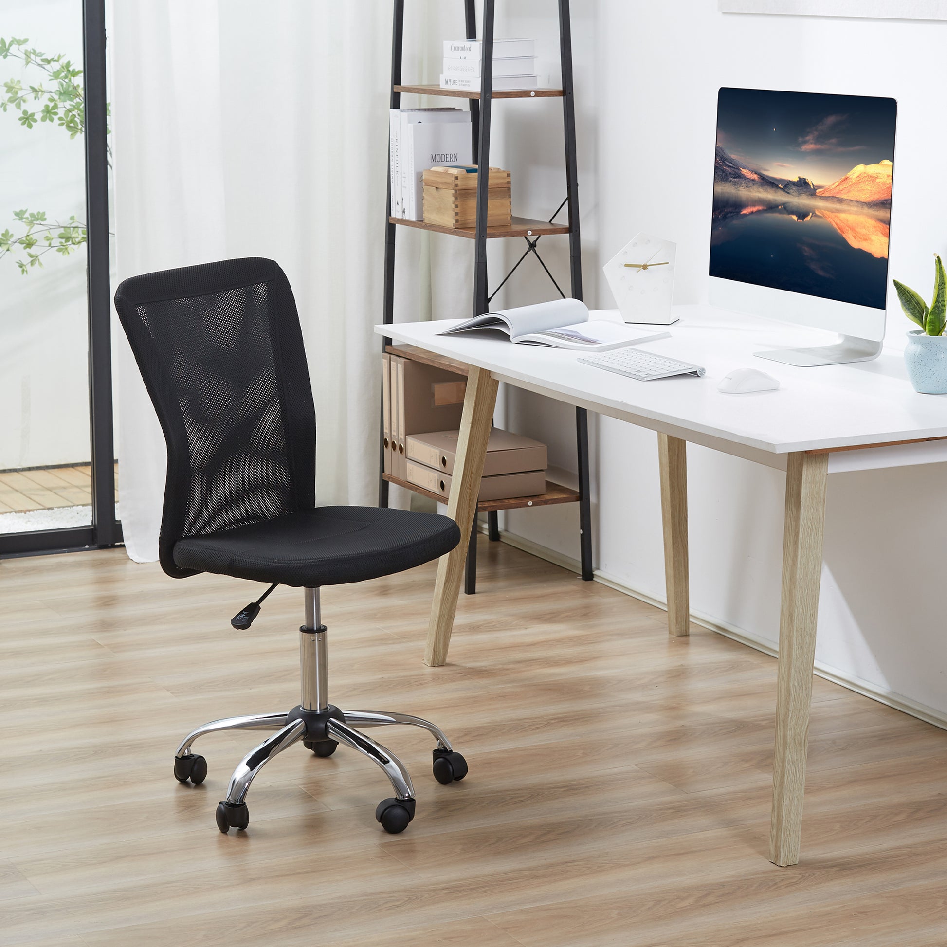 Vinsetto Home Office Mesh Task Chair Ergonomic Armless Mid Back Height Adjustable with Swivel Wheels