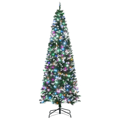 Homcom 7FT Tall Prelit Pencil Slim Artificial Christmas Tree with Realistic Branches