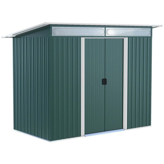 Lightsky 8.5 x 4' Double Door Pent Garden Shed Steel Green by Steadfast