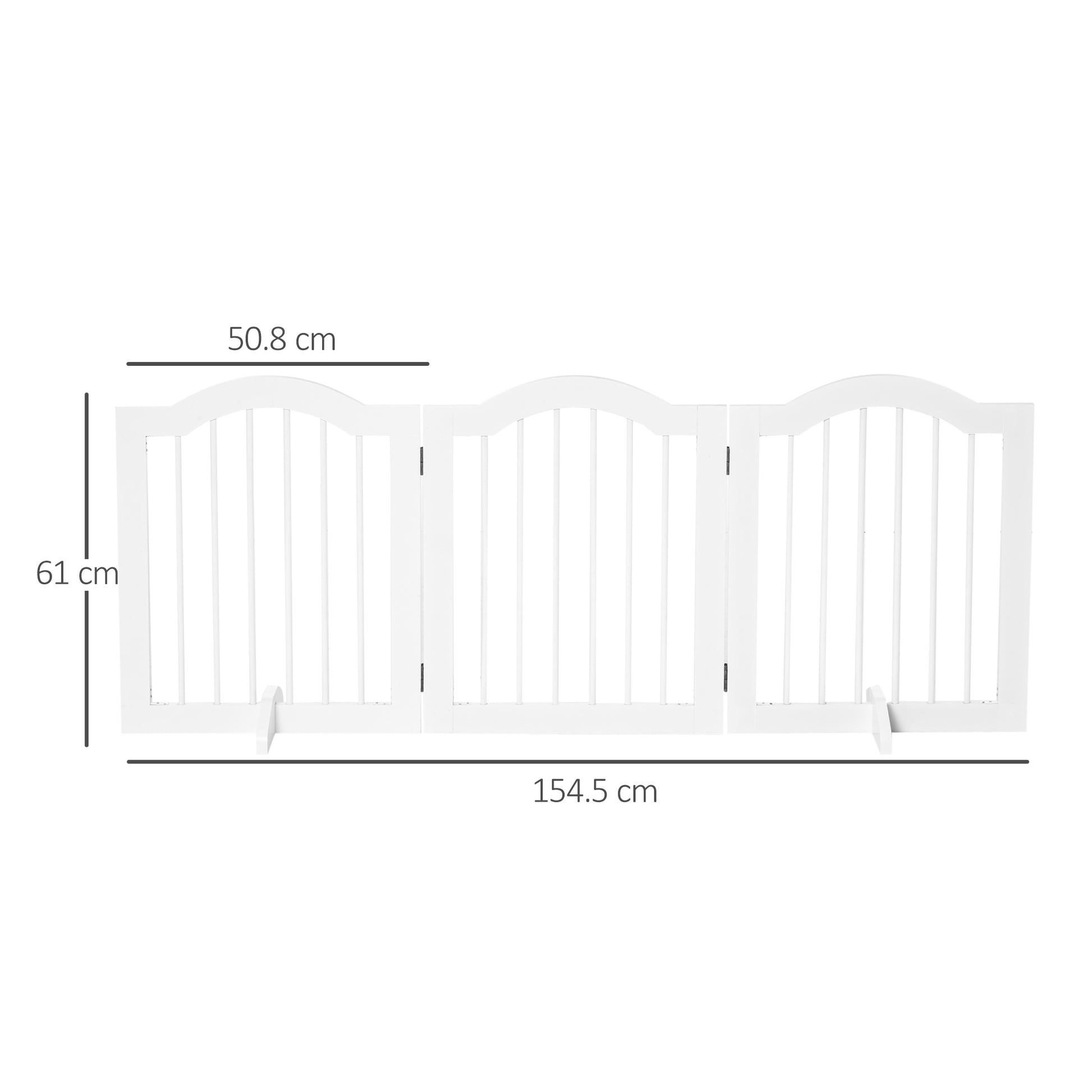 PawHut 3 Panels Dog Gate w/ Support Feet Fence Safety Barrier Freestanding Wood White