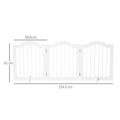 PawHut 3 Panels Dog Gate w/ Support Feet Fence Safety Barrier Freestanding Wood White