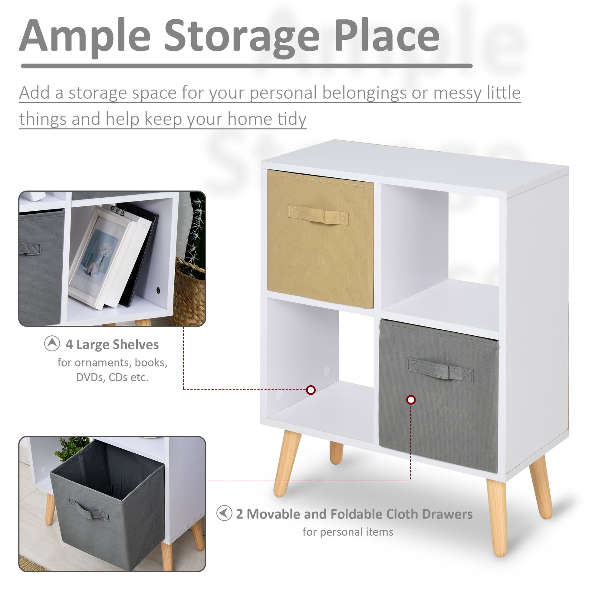 Homcom Particle Board Elevated 4-Cube Storage Unit White