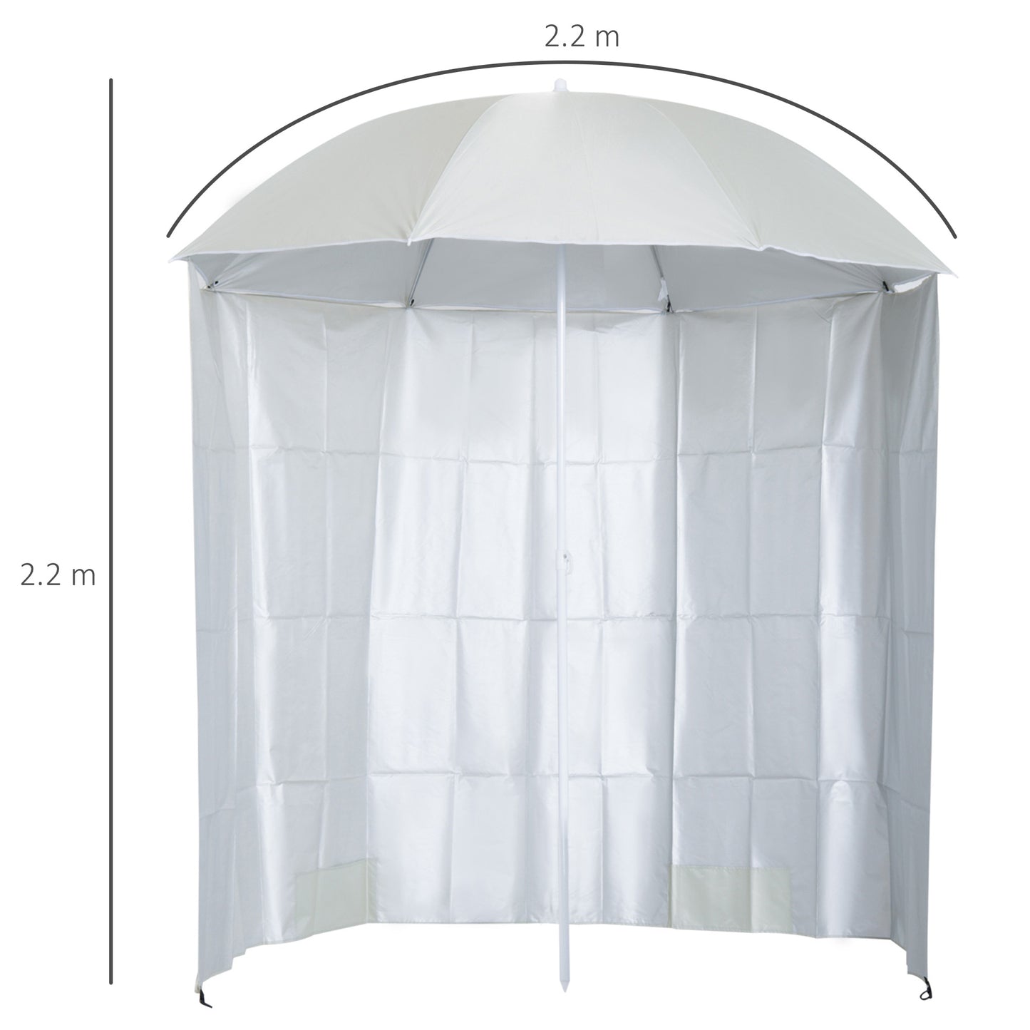 Outsunny 88" Arc 2.2M Fishing Umbrella Beach Parasol with Sides Brolly Shelter Canopy Shade with FREE Carry Bag Off-White